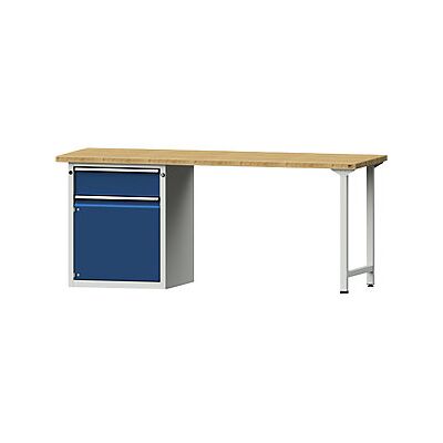 Banco de trabajo modular Anke - Encimera de haya - Azul RAL 5010 - Banco de trabajo Banco de trabajo modular Anke - Encimera de haya - Azul RAL 5010 - Banco de trabajo
