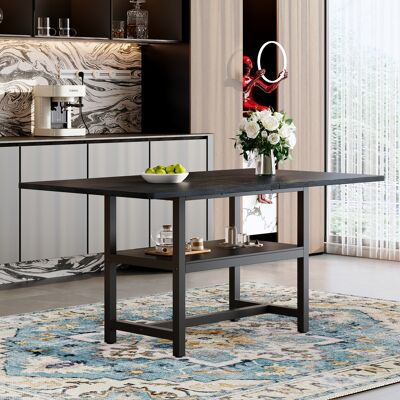 JHY DESIGN Mesa De Comedor Rectangular Negra De Estilo Industrial, 160×90×76 Cm, Para 4 A 6 Personas, Con Estante De Almacenamiento Multifuncional, Adecuada Para La Sala De Estar. JHY DESIGN Mesa De Comedor Rectangular Negra De Estilo Industrial, 160×90×76 Cm, Para 4 A 6 Personas, Con Estante De Almacenamiento Multifuncional, Adecuada Para La Sala De Estar.