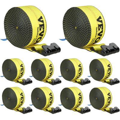 VEVOR Correa Para Cabrestante De 4 X 30 Pies, 10 Piezas, Carga De 2,7 T, Resistencia A La Rotura De 8,2 T, Correas Para Camión Con Gancho Plano, Control De Carga Para Remolques, Granjas, Amarillo - Mophorn VEVOR Correa Para Cabrestante De 4 X 30 Pies, 10 Piezas, Carga De 2,7 T, Resistencia A La Rotura De 8,2 T, Correas Para Camión Con Gancho Plano, Control De Carga Para Remolques, Granjas, Amarillo - Mophorn