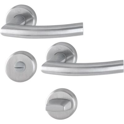 Conjunto de Manillas Narvik Hoppe - Acero inoxidable, redondo, para puertas interiores y exteriores Conjunto de Manillas Narvik Hoppe - Acero inoxidable, redondo, para puertas interiores y exteriores