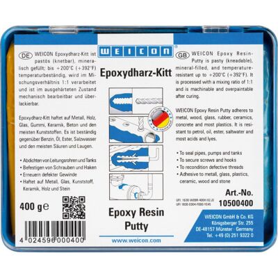 Masilla de resina epoxi Weicon 400 g - Alta resistencia, Versátil, Adherente a metales Masilla de resina epoxi Weicon 400 g - Alta resistencia, Versátil, Adherente a metales