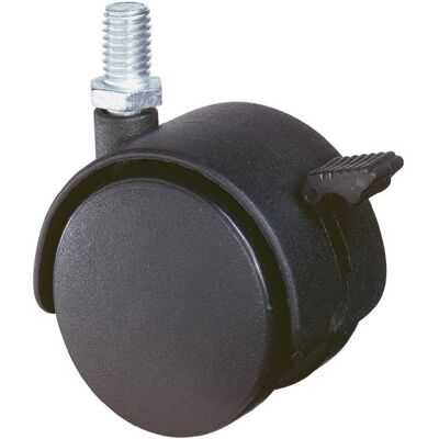 Bs Rollen - Rodillo Doble De Plástico Con Diámetro Fijo 50 Mm, 40 Kg M8 Pa Negro Ral 9005 Bs Rollen - Rodillo Doble De Plástico Con Diámetro Fijo 50 Mm, 40 Kg M8 Pa Negro Ral 9005