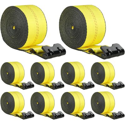 VEVOR Mophorn - Correa De Cabrestante 4' X 40 Pies 10 Piezas Carga 2,7 T Correas De Camión De Resistencia A La Rotura 8,2 T Con Gancho Plano, Control De Carga Para Remolques, Granja, Rescates, Amarillo VEVOR Mophorn - Correa De Cabrestante 4' X 40 Pies 10 Piezas Carga 2,7 T Correas De Camión De Resistencia A La Rotura 8,2 T Con Gancho Plano, Control De Carga Para Remolques, Granja, Rescates, Amarillo