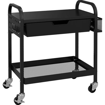 JHY DESIGN Carrito Multifuncional Con 1 Cajón, 1 Estante, 4 Ruedas, Carrito De Cocina, Negro. JHY DESIGN Carrito Multifuncional Con 1 Cajón, 1 Estante, 4 Ruedas, Carrito De Cocina, Negro.
