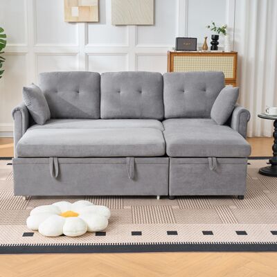 JHY DESIGN Sofá Cama Esquinero Con Almacenamiento, Práctico Sofá Cama Con Espacio De Almacenamiento, Se Puede Montar Desde Ambos Lados, Sofá En Forma De L En Chenilla Gris. JHY DESIGN Sofá Cama Esquinero Con Almacenamiento, Práctico Sofá Cama Con Espacio De Almacenamiento, Se Puede Montar Desde Ambos Lados, Sofá En Forma De L En Chenilla Gris.