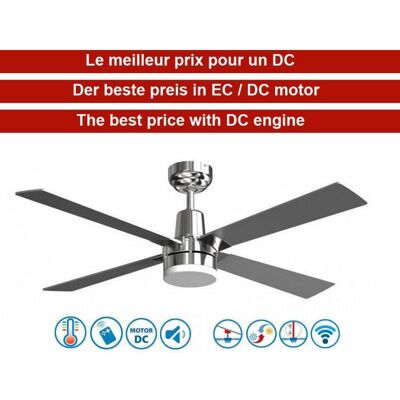 KLASSFAN Electron, Un Ventilateur De Plafond Dc Silencieux De 122 Cm, Wifi, D'Un Thermostat Et Une Plaque Led 3 Tons Et Dimmable. KLASSFAN Electron, Un Ventilateur De Plafond Dc Silencieux De 122 Cm, Wifi, D'Un Thermostat Et Une Plaque Led 3 Tons Et Dimmable.