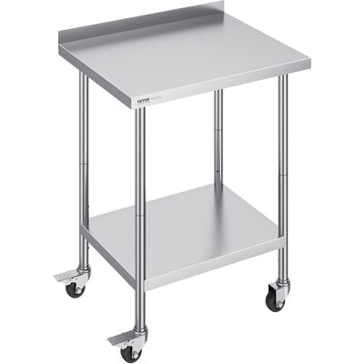 Mesa De Trabajo De Acero Inoxidable 610 X 762 Mm Mesa De Preparación De Alimentos Con Ruedas Estantes Regulables En Altura Unidad De Almacenamiento De Alimentos Para Restaurante Bar Hotel - Vevor Mesa De Trabajo De Acero Inoxidable 610 X 762 Mm Mesa De Preparación De Alimentos Con Ruedas Estantes Regulables En Altura Unidad De Almacenamiento De Alimentos Para Restaurante Bar Hotel - Vevor
