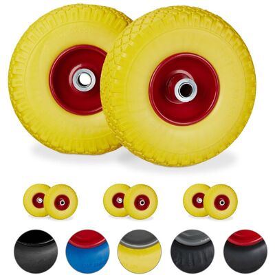 RELAXDAYS 8x Ruedas De Carretilla, Neumáticos De Goma, 3.00-4, Eje De 20mm, Hasta 100 Kg, 260x85 Mm, Amarillo-rojo RELAXDAYS 8x Ruedas De Carretilla, Neumáticos De Goma, 3.00-4, Eje De 20mm, Hasta 100 Kg, 260x85 Mm, Amarillo-rojo