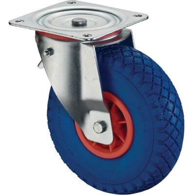 BS ROLLEN - Rueda giratoria de 260mm en azul gris con poliuretano - Carga pesada BS ROLLEN - Rueda giratoria de 260mm en azul gris con poliuretano - Carga pesada