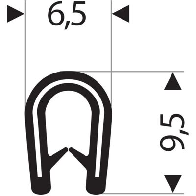Fortis - Protección de borde flexible redonda - Negro - 6,5x9,5 mm - 25m Fortis - Protección de borde flexible redonda - Negro - 6,5x9,5 mm - 25m