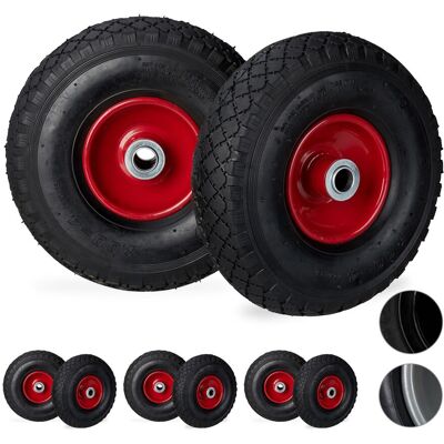 RELAXDAYS Juego De Ocho Ruedas De Carretilla, 3.00-4, Hasta 100kg, Llanta De Acero, 260 X 85 Mm, Negro-rojo RELAXDAYS Juego De Ocho Ruedas De Carretilla, 3.00-4, Hasta 100kg, Llanta De Acero, 260 X 85 Mm, Negro-rojo