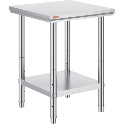 VEVOR Mophorn Mesa De Preparación De Acero Inoxidable De 24 X 24 X 31 Pulgadas, Capacidad De 700 Libras, Estación De Trabajo De Metal Resistente, 3 Alturas Ajustables, Cocina, Garaje, Restaurante VEVOR Mophorn Mesa De Preparación De Acero Inoxidable De 24 X 24 X 31 Pulgadas, Capacidad De 700 Libras, Estación De Trabajo De Metal Resistente, 3 Alturas Ajustables, Cocina, Garaje, Restaurante