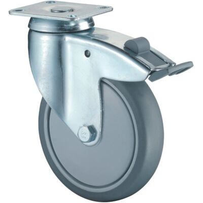 Bs Rollen - Rueda Giratoria De 125 Mm De Diámetro Fijo, Capacidad De Carga 100 Kg Con Plato De Bola Gris Goma Bs Rollen - Rueda Giratoria De 125 Mm De Diámetro Fijo, Capacidad De Carga 100 Kg Con Plato De Bola Gris Goma