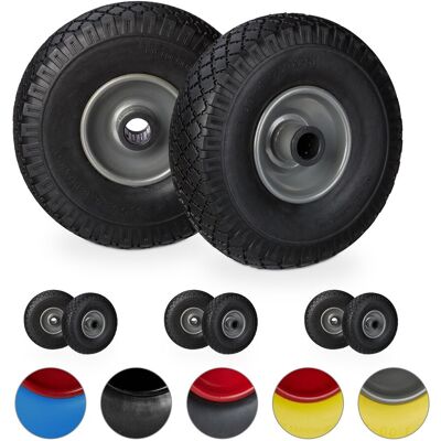 RELAXDAYS Set De Ocho Ruedas De Carretilla, Neumático De Goma 3.00-4, Eje De 25mm, Hasta 100 Kg , Negro-gris RELAXDAYS Set De Ocho Ruedas De Carretilla, Neumático De Goma 3.00-4, Eje De 25mm, Hasta 100 Kg , Negro-gris