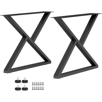 JHY DESIGN Juego De 2 Patas De Mesa De Acero En Forma De X Con 12 Tornillos Y 4 Pies Ajustables, Estilo Industrial, Color Negro. JHY DESIGN Juego De 2 Patas De Mesa De Acero En Forma De X Con 12 Tornillos Y 4 Pies Ajustables, Estilo Industrial, Color Negro.