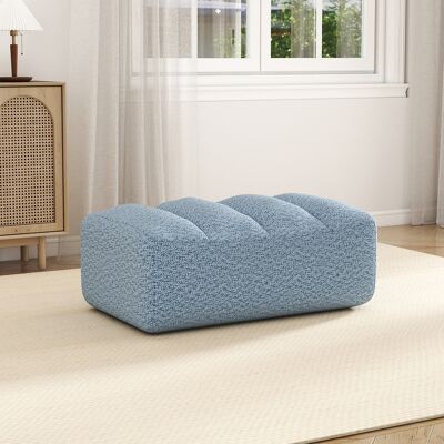 JHY DESIGN Bravo Ottoman En Felpa Azul Granulada JHY DESIGN Bravo Ottoman En Felpa Azul Granulada