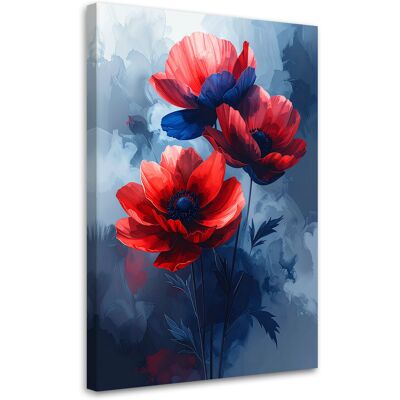 FEEBY Impresión De Imagen Flores Rojas Sobre Fondo Azul 70x100 FEEBY Impresión De Imagen Flores Rojas Sobre Fondo Azul 70x100