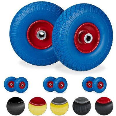 RELAXDAYS 8x Ruedas De Carretilla, Neumáticos De Goma, 3.00-4, Eje De 20mm, Hasta 100 Kg, 260x85 Mm, Azul Y Rojo RELAXDAYS 8x Ruedas De Carretilla, Neumáticos De Goma, 3.00-4, Eje De 20mm, Hasta 100 Kg, 260x85 Mm, Azul Y Rojo