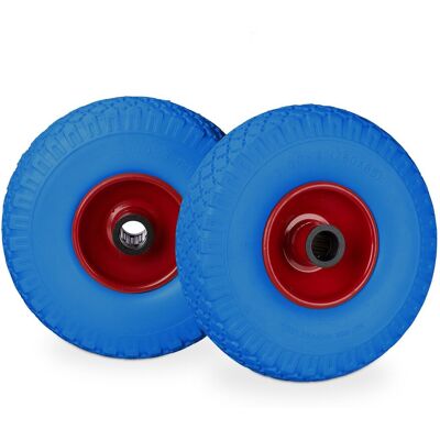 Relaxdays - Set De 8 Ruedas De Carretilla, Neumático De Goma 3.00-4, Eje De 25mm, Hasta 100 Kg, Azul/rojo Relaxdays - Set De 8 Ruedas De Carretilla, Neumático De Goma 3.00-4, Eje De 25mm, Hasta 100 Kg, Azul/rojo