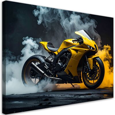 FEEBY Impresión De Imagen, Motocicleta Amarilla Motocicleta De Carreras, 120x80 FEEBY Impresión De Imagen, Motocicleta Amarilla Motocicleta De Carreras, 120x80