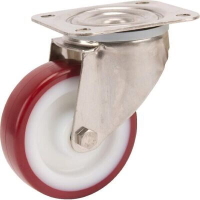 TENTE Rueda Industrial Giratoria En Poliuretano: Di谩metro100 X 32 Mm Placa Soporte Acero Inoxidable: 105 X 85 Mm. Capacidad: 150 Kg TENTE Rueda Industrial Giratoria En Poliuretano: Di谩metro100 X 32 Mm Placa Soporte Acero Inoxidable: 105 X 85 Mm. Capacidad: 150 Kg
