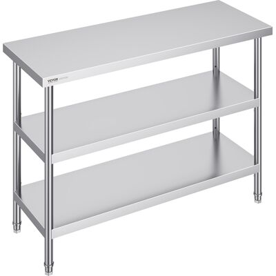 Vevor - Mesa De Preparación De Alimentos 457x1219x864 Mm Mesa De Trabajo De Cocina Comercial De Acero Inoxidable Con 2 Estantes Inferiores Ajustables Mesa De Preparación Para Parrilla, Cocina, Hogar Vevor - Mesa De Preparación De Alimentos 457x1219x864 Mm Mesa De Trabajo De Cocina Comercial De Acero Inoxidable Con 2 Estantes Inferiores Ajustables Mesa De Preparación Para Parrilla, Cocina, Hogar