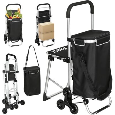 Homcom Carrito De Compra Plegable 3 En 1 De 40 L De Aluminio Con Asiento Colapsable, Bolsa Térmica Extraíble, 6 Ruedas Y Asa Ajustable, Negro Homcom Carrito De Compra Plegable 3 En 1 De 40 L De Aluminio Con Asiento Colapsable, Bolsa Térmica Extraíble, 6 Ruedas Y Asa Ajustable, Negro