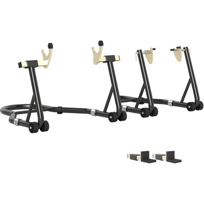 Homcom Caballete De Moto Carga 390 Kg, Soporte Delantero Y Trasero Universal, Elevador De Moto De Acero Con Horquillas Ajustables En U+l, Ruedas Negro Homcom Caballete De Moto Carga 390 Kg, Soporte Delantero Y Trasero Universal, Elevador De Moto De Acero Con Horquillas Ajustables En U+l, Ruedas Negro