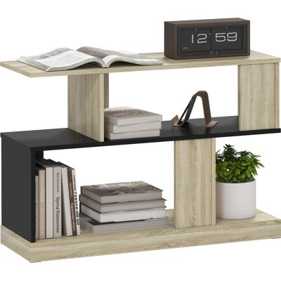 JHY DESIGN Tavolino Laterale A Forma Di S, Con 3 Ripiani Portaoggetti, 90 X 30 X 61 Cm, Effetto Legno Nero Naturale. JHY DESIGN Tavolino Laterale A Forma Di S, Con 3 Ripiani Portaoggetti, 90 X 30 X 61 Cm, Effetto Legno Nero Naturale.