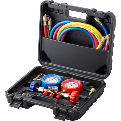 Juego De Manómetros 3 Vías Para Carga De Refrigeración R134a R22 R12 R502 Manguera De 1,5 M Recarga De Refrigerante De Con Manómetro Y Adaptador Caja De Refrigeración Para Refrigerante - Vevor Juego De Manómetros 3 Vías Para Carga De Refrigeración R134a R22 R12 R502 Manguera De 1,5 M Recarga De Refrigerante De Con Manómetro Y Adaptador Caja De Refrigeración Para Refrigerante - Vevor