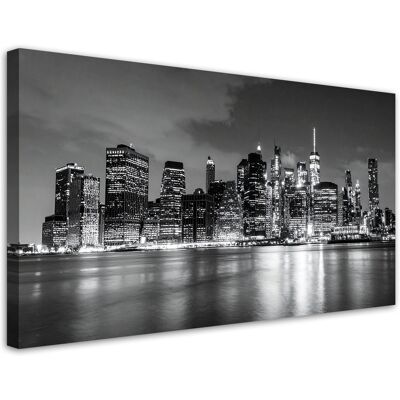 FEEBY Impresión De Imagen, Panorama De La Ciudad De Nueva York Por La Noche, 120x60 FEEBY Impresión De Imagen, Panorama De La Ciudad De Nueva York Por La Noche, 120x60