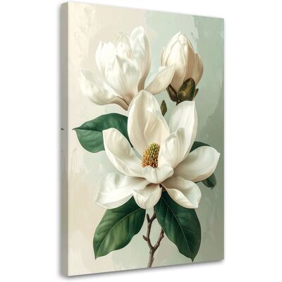 FEEBY Impresión De Imagen Magnolia Blanca Con Hojas Verdes En Una Sutil Composición 60x90 FEEBY Impresión De Imagen Magnolia Blanca Con Hojas Verdes En Una Sutil Composición 60x90