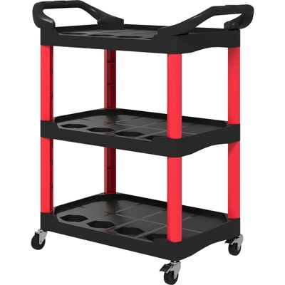 JHY DESIGN Carro De Taller De 3 Estantes, Carro De Herramientas Con Asa Y Ganchos, Carro De Montaje Para Garaje O Almacén, Carga Máxima 91 Kg, Rojo Y Negro. JHY DESIGN Carro De Taller De 3 Estantes, Carro De Herramientas Con Asa Y Ganchos, Carro De Montaje Para Garaje O Almacén, Carga Máxima 91 Kg, Rojo Y Negro.