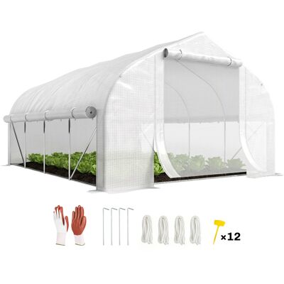 JHY DESIGN Serra A Tunnel Da Giardino Di 12 M², Serra A Tunnel Con Porta E 8 Finestre, Copertura In Pe Da 140 G/m², 400 X 200 X 200 Cm, Bianca JHY DESIGN Serra A Tunnel Da Giardino Di 12 M², Serra A Tunnel Con Porta E 8 Finestre, Copertura In Pe Da 140 G/m², 400 X 200 X 200 Cm, Bianca