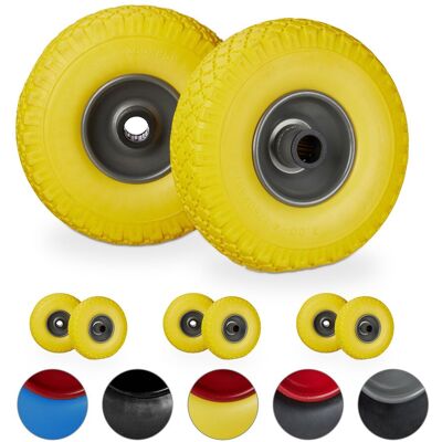 RELAXDAYS Set De Ocho Ruedas De Carretilla, Neumático De Goma 3.00-4, Eje De 25mm, Hasta 100 Kg , Amarillo-gris RELAXDAYS Set De Ocho Ruedas De Carretilla, Neumático De Goma 3.00-4, Eje De 25mm, Hasta 100 Kg , Amarillo-gris