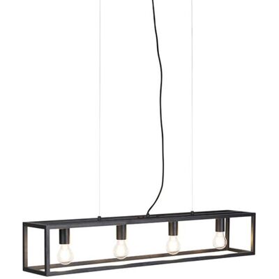 Industrial Lámpara Colgante Inteligente Industrial Negra Con 4 Wifi A60 - Cage Acero Rectangular Adecuado Para Led Max. 4 X 4.9 Watt - Qazqa Industrial Lámpara Colgante Inteligente Industrial Negra Con 4 Wifi A60 - Cage Acero Rectangular Adecuado Para Led Max. 4 X 4.9 Watt - Qazqa