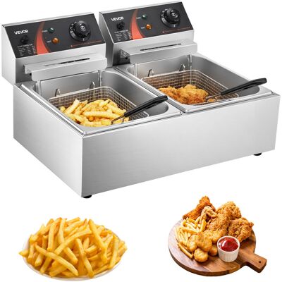 Mophorn - Vevor Freidora Electrica Profesional Con Termostato Automático Comercial 12 L 5,000 W, Freidora Electrica De Acero Inoxidable Doble Tanque Con Calentamiento Rápido Para Usos Comerciales Mophorn - Vevor Freidora Electrica Profesional Con Termostato Automático Comercial 12 L 5,000 W, Freidora Electrica De Acero Inoxidable Doble Tanque Con Calentamiento Rápido Para Usos Comerciales
