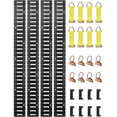 VEVOR Mophorn - E Track Tie-down Rail Kit, 30pcs 5ft Set, Incluye 4 Rieles De Acero, 2 Ranuras Individuales, 8 Anillos En O, 8 Tie-offs Con D-ring, 8 Tapas De Extremo, Asegurando Accesorios Para Carga VEVOR Mophorn - E Track Tie-down Rail Kit, 30pcs 5ft Set, Incluye 4 Rieles De Acero, 2 Ranuras Individuales, 8 Anillos En O, 8 Tie-offs Con D-ring, 8 Tapas De Extremo, Asegurando Accesorios Para Carga