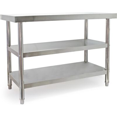 WILTEC Xpotool - Mesa Trabajo Acero Inoxidable Con 2 Baldas Inferiores 120x60cm Altura Regulable Hostelería Gastro WILTEC Xpotool - Mesa Trabajo Acero Inoxidable Con 2 Baldas Inferiores 120x60cm Altura Regulable Hostelería Gastro