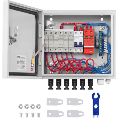 Vevor Caja Combinadora Fotovoltaica, 6 Cuerdas, Caja Combinadora Solar Con Fusible De Corriente Nominal De 15 A Conector Solar, Caja De Acero Para Sistema De Panel Solar De Red De Encendido, Apagado Vevor Caja Combinadora Fotovoltaica, 6 Cuerdas, Caja Combinadora Solar Con Fusible De Corriente Nominal De 15 A Conector Solar, Caja De Acero Para Sistema De Panel Solar De Red De Encendido, Apagado