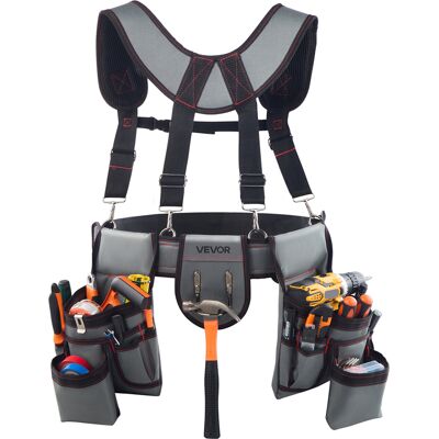 Vevor Cinturón Portaherramientas Para Profesionales, Con 22 Bolsillos Y Tirantes, Funda Para Riñonera Para Electricistas, Carpinteros Y Obreros De La Construcción, Ajustable De 810 A 1730 Mm Vevor Cinturón Portaherramientas Para Profesionales, Con 22 Bolsillos Y Tirantes, Funda Para Riñonera Para Electricistas, Carpinteros Y Obreros De La Construcción, Ajustable De 810 A 1730 Mm