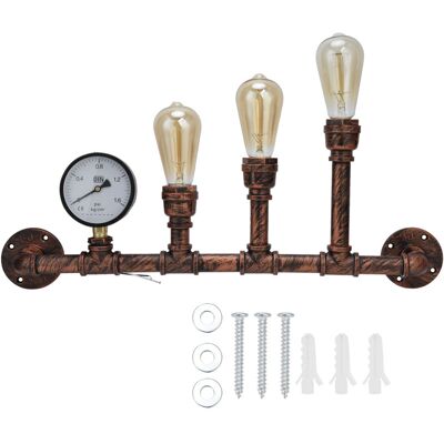 OEM Wandleuchte 3 Rustikale Steampunk-wasserrohrleuchten Im Industriestil, E27 220v Eisen OEM Wandleuchte 3 Rustikale Steampunk-wasserrohrleuchten Im Industriestil, E27 220v Eisen