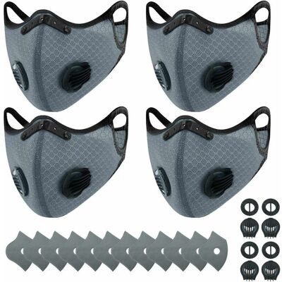 OEM Mascarillas Deportivas Reutilizables Y Transpirables + 12 Filtros De Carbón Activado, Para Actividades Al Aire Libre, Carpintería, Cortar El Césped, Correr, Ciclismo, Color Gris -- Crezuo OEM Mascarillas Deportivas Reutilizables Y Transpirables + 12 Filtros De Carbón Activado, Para Actividades Al Aire Libre, Carpintería, Cortar El Césped, Correr, Ciclismo, Color Gris -- Crezuo
