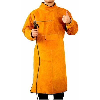 Zolginah Delantal De Piel De Vaca Para Soldador Para Hombres, Con Mangas Y Cuello, Delantal De Protección De Trabajo De Taller De Trabajador, Resistente Al Calor A Prueba De Chispas,41x21in Zolginah Delantal De Piel De Vaca Para Soldador Para Hombres, Con Mangas Y Cuello, Delantal De Protección De Trabajo De Taller De Trabajador, Resistente Al Calor A Prueba De Chispas,41x21in