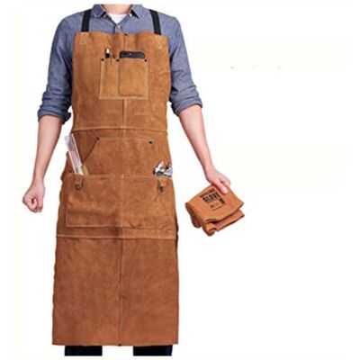 ULISEM Delantal De Soldador Con 6 Bolsillos, Delantal De Trabajo De Cuero Resistente Al Calor E Ignífugo, Delantal De Carpintero Ajustable Para Hombre (tallas M A Xxxl), Perfecto Para Herreros, Mecánicos Y T ULISEM Delantal De Soldador Con 6 Bolsillos, Delantal De Trabajo De Cuero Resistente Al Calor E Ignífugo, Delantal De Carpintero Ajustable Para Hombre (tallas M A Xxxl), Perfecto Para Herreros, Mecánicos Y T