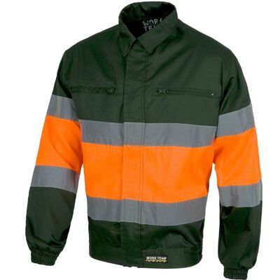 Cazadora De Cierre De Cremallera Con Amarillo Y Naranja De Alta Visibilidad Workteam C4110 L Verde Oscuro+naranja A.v. Cazadora De Cierre De Cremallera Con Amarillo Y Naranja De Alta Visibilidad Workteam C4110 L Verde Oscuro+naranja A.v.