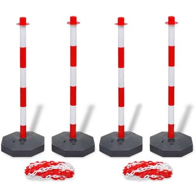 Juego De 4 Postes De Barrera Cadena De Plástico 10 M Cada Una Vidaxl Juego De 4 Postes De Barrera Cadena De Plástico 10 M Cada Una Vidaxl