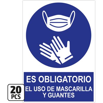 Pack De 20 Posters De "es Obligatorio El Uso De Mascarilla Y Guantes" Jbm 14822 Pack De 20 Posters De "es Obligatorio El Uso De Mascarilla Y Guantes" Jbm 14822