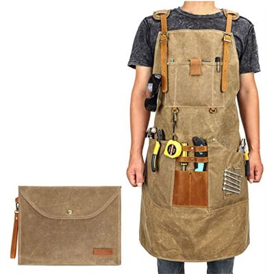 Delantal De Trabajo Forehill De Lona Encerada Para Hombre Y Mujer Con Bolsillo, Tirantes Acolchados, Cierre De Liberación Rápida Y Ajustable Hasta La Talla Xxl. Delantal De Trabajo Forehill De Lona Encerada Para Hombre Y Mujer Con Bolsillo, Tirantes Acolchados, Cierre De Liberación Rápida Y Ajustable Hasta La Talla Xxl.