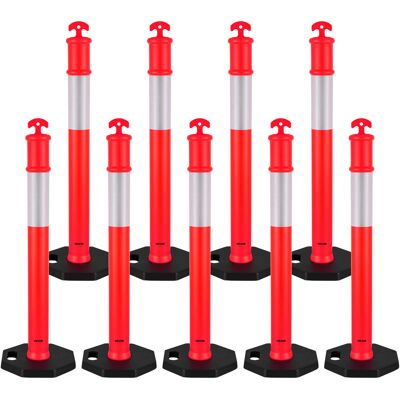 Vevor Postes De Tráfico 9 Piezas Bolardo De Tráfico 1140 Mm Con Banda Reflectante Y Base Con Peso Postes De Barrera Resistentes Para Aparcamiento, Estadios Deportivos, Lugares De Exhibición, Rojo Vevor Postes De Tráfico 9 Piezas Bolardo De Tráfico 1140 Mm Con Banda Reflectante Y Base Con Peso Postes De Barrera Resistentes Para Aparcamiento, Estadios Deportivos, Lugares De Exhibición, Rojo